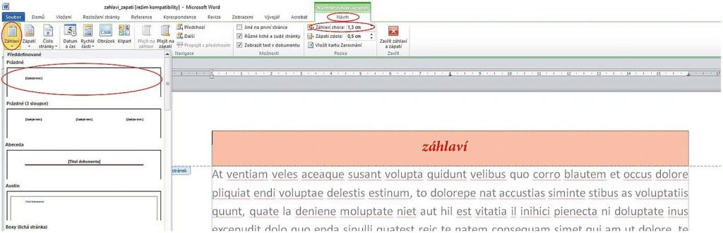 WORD šablony, záhlaví, TiskovyExpress.cz