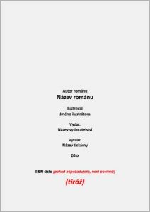 Obsah knihy, skladba stran v knize, tiráž